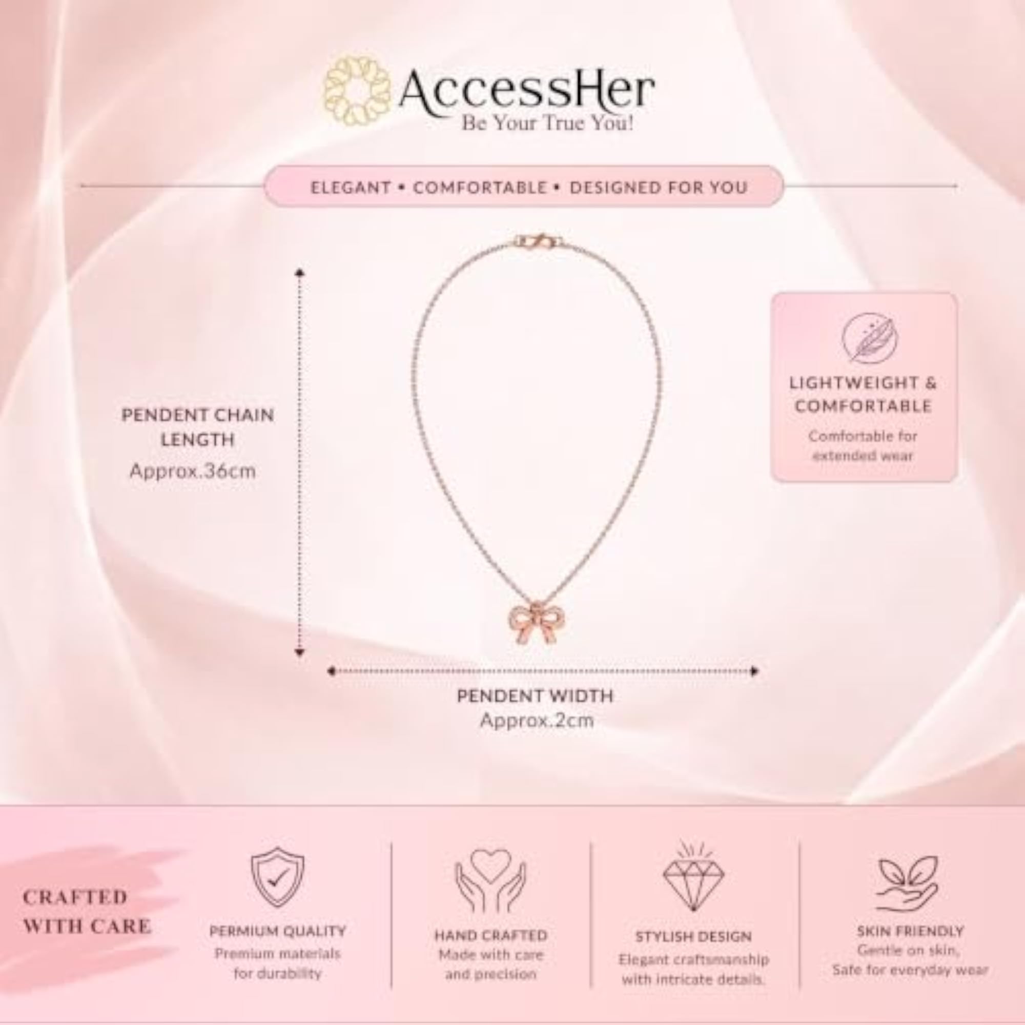 Toned Bow Pendant Necklace for Women